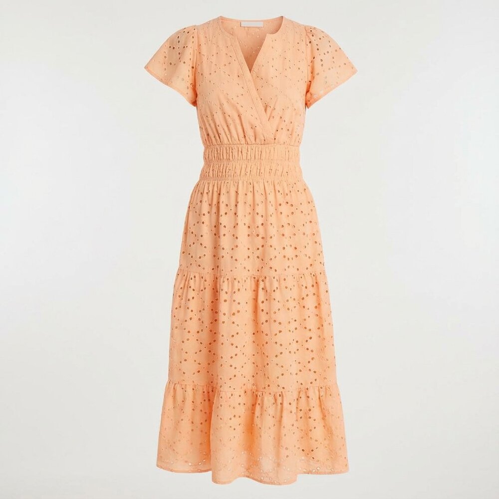Koko + Mason Eyelet Midi Dress Women’s Smocked Waist Tiered Cotton
